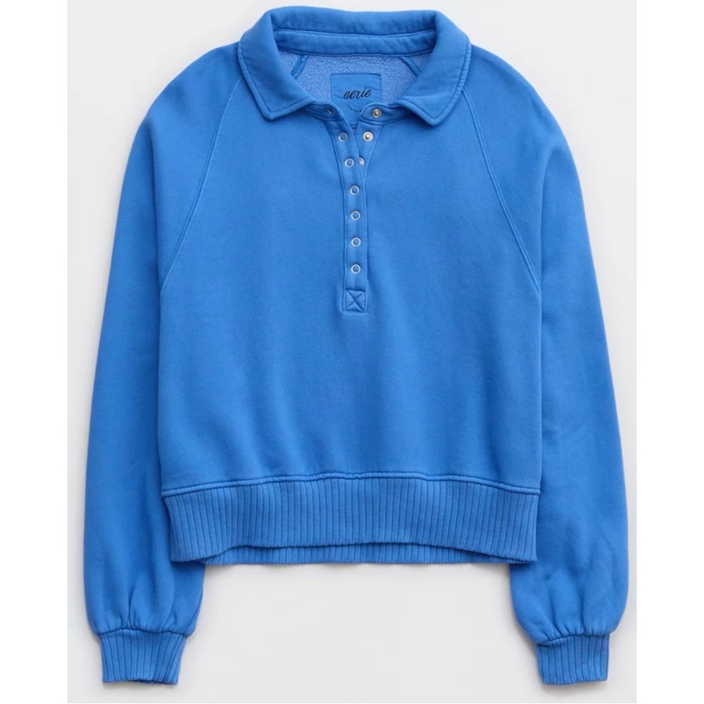 Aerie Quarter Snap Sweater, sz Small, Color Cobalt Blue